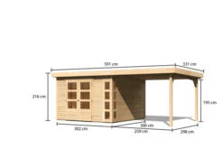 KARIBU Gartenhaus Kerko 6, Naturbelassen, Fichtenholz 19mm, 334 X 306 X 216 Cm, Flachdach, Anbau 2,8m -Ausgewählte Geschäfte Für Garten- Und Outdoor-Produkte 30546 3 05.jpg