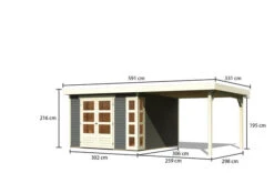 KARIBU Gartenhaus Kerko 6, Terragrau, Fichtenholz 19mm, 334 X 306 X 216 Cm, Flachdach, Anbau 2,8m -Ausgewählte Geschäfte Für Garten- Und Outdoor-Produkte 30546 4 05.jpg