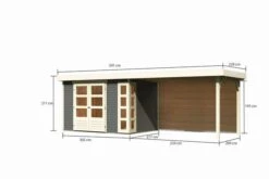 KARIBU Gartenhaus Kerko 4, Terragrau, Fichtenholz 19mm, 609 X 217 X 211 Cm, Flachdach, Anbau 2,8m Mit Rückwand -Ausgewählte Geschäfte Für Garten- Und Outdoor-Produkte 30547 4 05.jpg