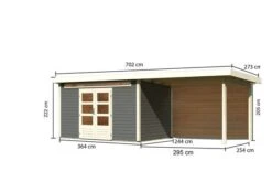 KARIBU Gartenhaus Kandern 7, Terragrau, Fichtenholz 28mm, 702 X 244 X 222 Cm, Pultdach, Anbau 3,2m Mit Rückwand -Ausgewählte Geschäfte Für Garten- Und Outdoor-Produkte 30559 4 05.jpg