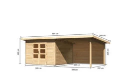 KARIBU Gartenhaus Northeim 3, Naturbelassen, Fichtenholz 40mm, 664 X 309 X 229 Cm, Pultdach, Anbau 3m Mit Rückwand -Ausgewählte Geschäfte Für Garten- Und Outdoor-Produkte 30561 1 05.jpg