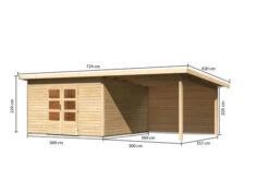 KARIBU Gartenhaus Northeim 5, Naturbelassen, Fichtenholz 40mm, 724 X 369 X 229 Cm, Pultdach, Anbau 3m Mit Rückwand -Ausgewählte Geschäfte Für Garten- Und Outdoor-Produkte 30561 5 05.jpg