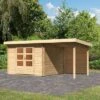 KARIBU Gartenhaus Bastrup5 , Naturbelassen, Fichtenholz 28mm, 514,5 X 297 X 222 Cm, Pultdach, Anbau 2m Mit Rückwand -Ausgewählte Geschäfte Für Garten- Und Outdoor-Produkte 30563 4 01.jpg