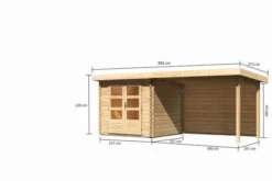 KARIBU Gartenhaus Bastrup2 , Naturbelassen, Fichtenholz 28mm, 554 X 237 X 220 Cm, Pultdach, Anbau 3m Mit Rückwand -Ausgewählte Geschäfte Für Garten- Und Outdoor-Produkte 30566 1 05.jpg