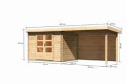 KARIBU Gartenhaus Bastrup 3, Naturbelassen, Fichtenholz 28mm, 641 X 237 X 220 Cm, Pultdach, Anbau 3m Mit Rückwand -Ausgewählte Geschäfte Für Garten- Und Outdoor-Produkte 30566 3 05.jpg