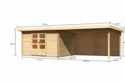 KARIBU Gartenhaus Bastrup 7, Naturbelassen, Fichtenholz 28mm, 774,5 X 297 X 222 Cm, Pultdach, Anbau 4m Mit Rückwand -Ausgewählte Geschäfte Für Garten- Und Outdoor-Produkte 30568 3 05.jpg