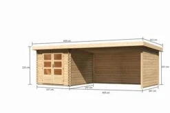 KARIBU Gartenhaus Bastrup4 , Naturbelassen, Fichtenholz 28mm, 654,5 X 297 X 222 Cm, Pultdach, Anbau 4m Mit Rück- Und Seitenwand -Ausgewählte Geschäfte Für Garten- Und Outdoor-Produkte 30570 1 05.jpg