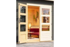 KARIBU Mittelwandhaus Schönbuch 2, Terragrau, Fichtenholz 38mm, 458 X 276 X 228 Cm, Flachdach -Ausgewählte Geschäfte Für Garten- Und Outdoor-Produkte 30573 04.jpg