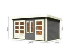 KARIBU Mittelwandhaus Schönbuch 2, Terragrau, Fichtenholz 38mm, 458 X 276 X 228 Cm, Flachdach -Ausgewählte Geschäfte Für Garten- Und Outdoor-Produkte 30573 05.jpg