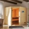 KARIBU Elea Sauna , Naturbelassen, Fichte, 195x169x187 Cm,SETOfen 4,5 KW Bio Ext. Strg. Easy