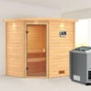 KARIBU Elea Sauna , Naturbelassen, Fichte, 223x183x191 Cm, Kranz SET, Ofen 4,5 KW Bio Ext. Strg. Easy -Ausgewählte Geschäfte Für Garten- Und Outdoor-Produkte 30768 3 01.jpg