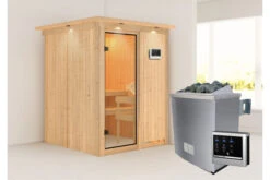 KARIBU Norin Sauna, Naturbelassen, Fichte, 165 X 165 X 202 Cm, Fronteinstieg, Mit Bronzierter Tür Und Kranz, SET Mit Ofen 4,5 KW Ext. Strg. Easy -Ausgewählte Geschäfte Für Garten- Und Outdoor-Produkte 30908 5 03.jpg