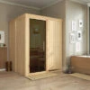 KARIBU Norin Sauna, Naturbelassen, Fichte, 151 X 151 X 198 Cm, Fronteinstieg, Mit Graphitfarbener Tür, SET Mit Ofen 4,5 KW Integr. Str. -Ausgewählte Geschäfte Für Garten- Und Outdoor-Produkte 30909 1 01.jpg