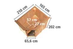 KARIBU Carin Sauna, Naturbelassen, Fichte, 210 X 165 X 202 Cm, Eckeinstieg,mit Energiespartür Und Kranz SETmit Ofen 4,5 KW Ext. Strg. Easy -Ausgewählte Geschäfte Für Garten- Und Outdoor-Produkte 30928 5 05.jpg