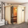 KARIBU Carin Sauna, Naturbelassen, Fichte, 210 X 165 X 202 Cm, Eckeinstieg,mit Graphitfarbener Tür Und Kranz SETmit Ofen 4,5 KW Ext. Strg. Easy -Ausgewählte Geschäfte Für Garten- Und Outdoor-Produkte 30930 5 01.jpg
