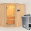 KARIBU Lavea Sauna, Naturbelassen, Fichte, 151 X 196 X 198 Cm, Eckeinstieg,mit Rundbogenelement SET Mit Ofen 4,5 KW Ext. Strg. Easy -Ausgewählte Geschäfte Für Garten- Und Outdoor-Produkte 30935 2 01.jpg