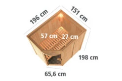 KARIBU Lavea Sauna, Naturbelassen, Fichte, 151 X 196 X 198 Cm, Eckeinstieg,mit Rundbogenelement SET Mit Ofen 4,5 KW Ext. Strg. Easy -Ausgewählte Geschäfte Für Garten- Und Outdoor-Produkte 30935 2 05.jpg