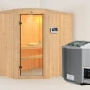 KARIBU Lavea Sauna, Naturbelassen, Fichte, 151 X 196 X 198 Cm, Eckeinstieg, Mit Rundbogenelement SET Mit Ofen 4,5 KW Bio Ext. Strg. -Ausgewählte Geschäfte Für Garten- Und Outdoor-Produkte 30935 3 01.jpg