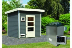 KARIBU Norge Saunahaus, Terragrau, Fichte, 231 X 196 X 190 Cm, Fronteinstieg, Mit Moderner Tür SETmit Ofen 9 KW Ext. Strg. -Ausgewählte Geschäfte Für Garten- Und Outdoor-Produkte 30937 2 02.jpg