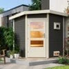 KARIBU Pekka Saunahaus, Terragrau, Fichte, 196 X 196 X 190 Cm, Eckeinstieg, Mit Moderner Tür SET Mit Ofen 9 KW Ext. Strg. -Ausgewählte Geschäfte Für Garten- Und Outdoor-Produkte 30938 2 01.jpg