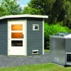 KARIBU Pekka Saunahaus, Terragrau, Fichte, 196 X 196 X 190 Cm, Eckeinstieg, Mit Moderner Tür SET Mit Ofen 9 KW Bio Ext. Strg. -Ausgewählte Geschäfte Für Garten- Und Outdoor-Produkte 30938 3 01.jpg
