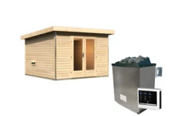 KARIBU Mainburg 1 Saunahaus, Naturbelassen, Fichte, 309x309x229 Cm, SET B Mit Doppelflügeltür, Vorraum Und 9 KW Ofen -Ausgewählte Geschäfte Für Garten- Und Outdoor-Produkte 31318 2 03.jpg