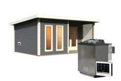 KARIBU Mainburg 5 Saunahaus, Terragrau, Fichte, 508x368x253 Cm, SET A Mit Doppelflügeltür, Terrasse Und 9 KW Bio-Ofen -Ausgewählte Geschäfte Für Garten- Und Outdoor-Produkte 31325 6 03.jpg