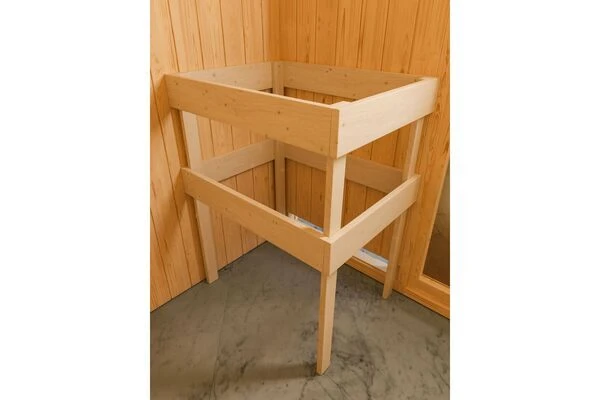 KARIBU Benin Energiespar-Sauna, Naturbelassen, Fichte, 210x165x202 Cm, Mit Kranz Und 3,6 KW Bio-Ofen Ext. Steuerung 11 KARIBU Benin Energiespar-Sauna, Naturbelassen, Fichte, 210x165x202 Cm, Mit Kranz Und 3,6 KW Bio-Ofen Ext. Steuerung – Bild 9