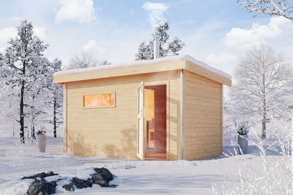 KARIBU Skrollan 3 Saunahaus, Naturbelassen, Fichte, 396x231x227 Cm, Milchglastür & Holzofen Inkl. Schornstein 3 KARIBU Skrollan 3 Saunahaus, Naturbelassen, Fichte, 396x231x227 Cm, Milchglastür & Holzofen Inkl. Schornstein