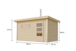 KARIBU Skrollan 3 Saunahaus, Naturbelassen, Fichte, 396x231x227 Cm, Moderne Tür & Holzofen Inkl. Schornstein -Ausgewählte Geschäfte Für Garten- Und Outdoor-Produkte 31399 8 05.jpg