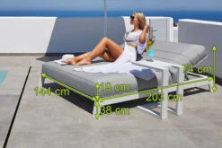 OUTFLEXX Bite Doppelliege, Weiß/3756 Lead Chine, Alu/Sunbrella, 203 X 144 X 38 Cm, Rückenlehne Verstellbar -Ausgewählte Geschäfte Für Garten- Und Outdoor-Produkte 3 20825.jpg