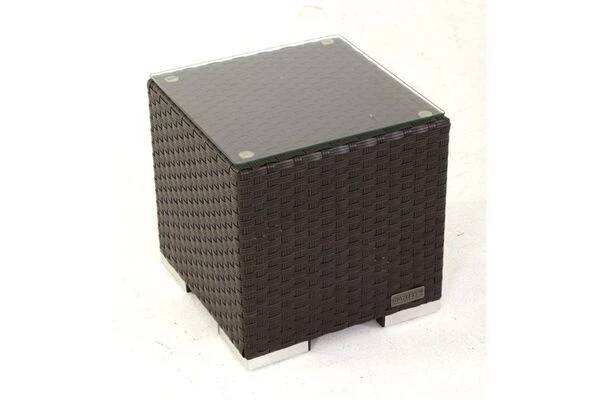 OUTFLEXX Beistelltisch, Braun, Polyrattan, 40x40x40 Cm, Inkl. Glasplatte 5 OUTFLEXX Beistelltisch, Braun, Polyrattan, 40x40x40 Cm, Inkl. Glasplatte – Bild 3