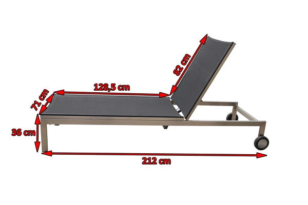 OUTFLEXX Rollliege, Schwarz, Edelstahl/Textilene, Verstellbare Rückenlehne, 212x71x36cm 7 OUTFLEXX Rollliege, Schwarz, Edelstahl/Textilene, Verstellbare Rückenlehne, 212x71x36cm – Bild 5