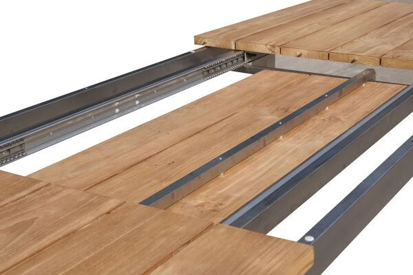 OUTFLEXX Ausziehtisch, FSC-Teakholz/Edelstahl, Plattenstärke 30mm, 220/340x100cm 10 OUTFLEXX Ausziehtisch, FSC-Teakholz/Edelstahl, Plattenstärke 30mm, 220/340x100cm – Bild 8