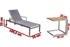 OUTFLEXX Sonnenliegen-Set, Taupe, Edelstahl/FSC-Teak, 195,5x74x35cm, Mit Armlehnen, Inkl. Beistelltisch 45x45cm -Ausgewählte Geschäfte Für Garten- Und Outdoor-Produkte 4 16547.jpg