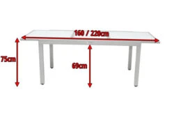 VILLANA Ausziehtisch, Silber/weiß, Alu/Sicherheitsglas, 160/220x90 Cm, Flügelmechanismus -Ausgewählte Geschäfte Für Garten- Und Outdoor-Produkte 5 13395 2.jpg