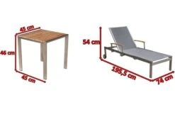 OUTFLEXX 2er-Set Sonnenliegen, Silber, Edelstahl/Teak, 195,5x74x35cm, Mit Beistelltisch 45x45cm -Ausgewählte Geschäfte Für Garten- Und Outdoor-Produkte 5 14166.jpg