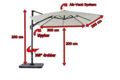 OUTFLEXX Ampelschirm, Creme, Pulverbesch. Aluminium, 300x300 Cm, Inkl. Plattenständer, Twist-Funktion -Ausgewählte Geschäfte Für Garten- Und Outdoor-Produkte 5 16108.jpg