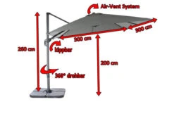 OUTFLEXX Ampelschirm, Anthrazit, Pulverbesch. Aluminium, 300x300 Cm, Inkl. Plattenständer, Twist-Funktion -Ausgewählte Geschäfte Für Garten- Und Outdoor-Produkte 5 16109.jpg