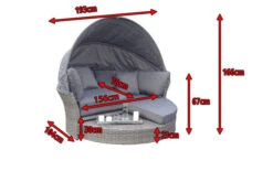 OUTFLEXX Sonneninsel, Grau, Polyrattan, Halbrund, 193 X 104 X 74 Cm, Hocker Drehbar, Dach Klappbar -Ausgewählte Geschäfte Für Garten- Und Outdoor-Produkte 5 16110.jpg