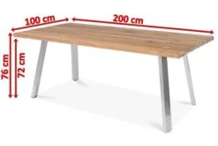 OUTFLEXX Esstisch, Edelstahl/recyceltes FSC®-Teak, 200x100cm, A-Gestell, Rustikal Gebürstet -Ausgewählte Geschäfte Für Garten- Und Outdoor-Produkte 5 18320.jpg