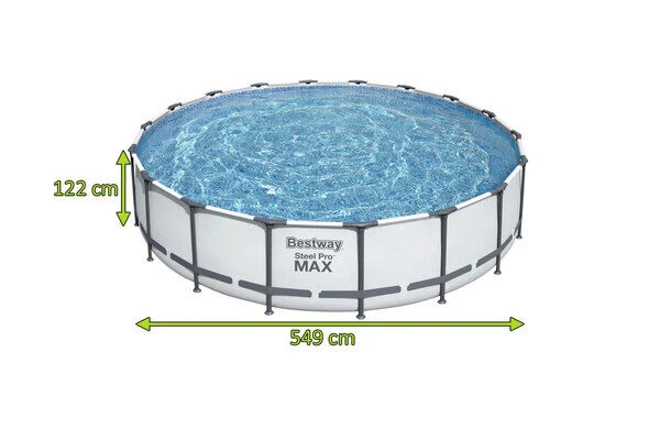 BESTWAY Steel Pro MAX Pool Komplett-Set, Grau, DuraPlus, Ø549x122cm, Mit Filterpumpe, Leiter, Abdeckplane 7 BESTWAY Steel Pro MAX Pool Komplett-Set, Grau, DuraPlus, Ø549x122cm, Mit Filterpumpe, Leiter, Abdeckplane – Bild 5