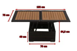 OUTFLEXX Loungetisch Höhenverstellbar, Braun, Polyrattan, 75/152x75x40/64,5cm -Ausgewählte Geschäfte Für Garten- Und Outdoor-Produkte 5 2393 18.jpg