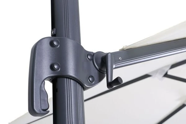 OUTFLEXX Ampelschirm, Anthrazit/creme, Pulverbesch. Aluminium, 400x300cm, Inkl. Plattenständer 8 OUTFLEXX Ampelschirm, Anthrazit/creme, Pulverbesch. Aluminium, 400x300cm, Inkl. Plattenständer – Bild 6