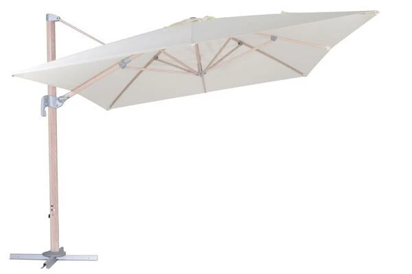 OUTFLEXX Ampelschirm, Creme, Aluminium In Holzoptik, 400x300cm, Inkl. Plattenständer 8 OUTFLEXX Ampelschirm, Creme, Aluminium In Holzoptik, 400x300cm, Inkl. Plattenständer – Bild 6