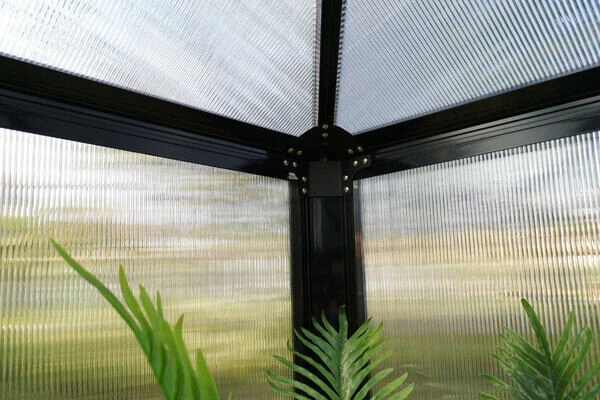 OUTFLEXX Gewächshaus, Schwarz, Alu/Polycarbonat, 295x295x270 Cm, Pulverbeschichtet 8 OUTFLEXX Gewächshaus, Schwarz, Alu/Polycarbonat, 295x295x270 Cm, Pulverbeschichtet – Bild 6