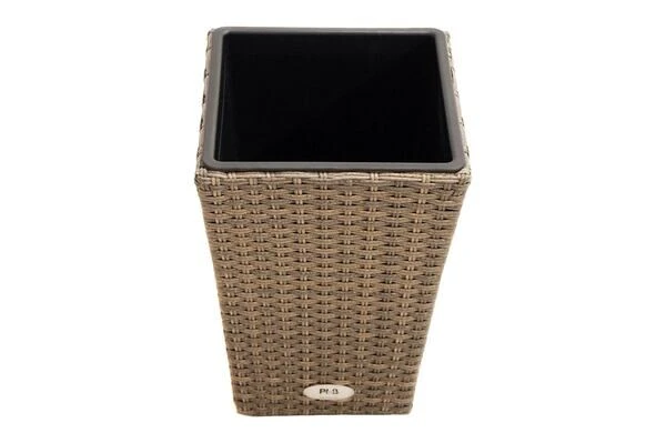 Ploß Rabida Pflanzgefäß, Champagner-meliert, Polyrattan, Konisch, 28x28x40 Cm, Kunststoffeinsatz 8 Ploß Rabida Pflanzgefäß, Champagner-meliert, Polyrattan, Konisch, 28x28x40 Cm, Kunststoffeinsatz – Bild 6