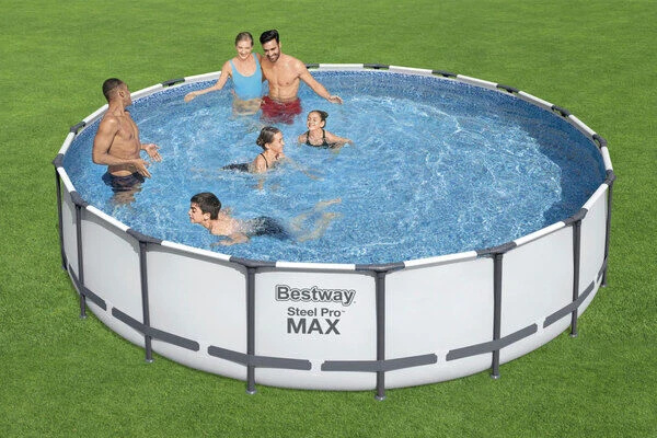BESTWAY Steel Pro MAX Pool Komplett-Set, Grau, DuraPlus, Ø549x122cm, Mit Filterpumpe, Leiter, Abdeckplane 8 BESTWAY Steel Pro MAX Pool Komplett-Set, Grau, DuraPlus, Ø549x122cm, Mit Filterpumpe, Leiter, Abdeckplane – Bild 6