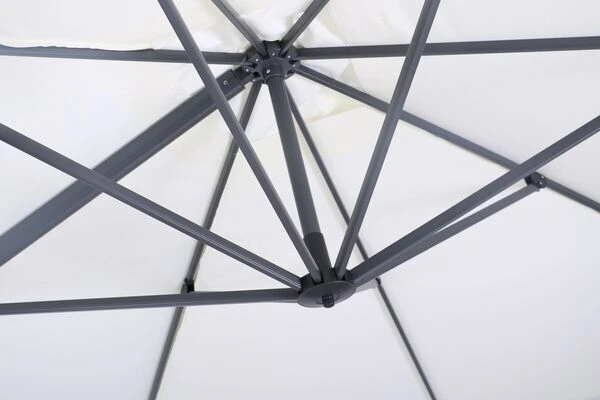 OUTFLEXX Ampelschirm, Anthrazit/creme, Pulverbesch. Aluminium, 400x300cm, Inkl. Plattenständer 9 OUTFLEXX Ampelschirm, Anthrazit/creme, Pulverbesch. Aluminium, 400x300cm, Inkl. Plattenständer – Bild 7