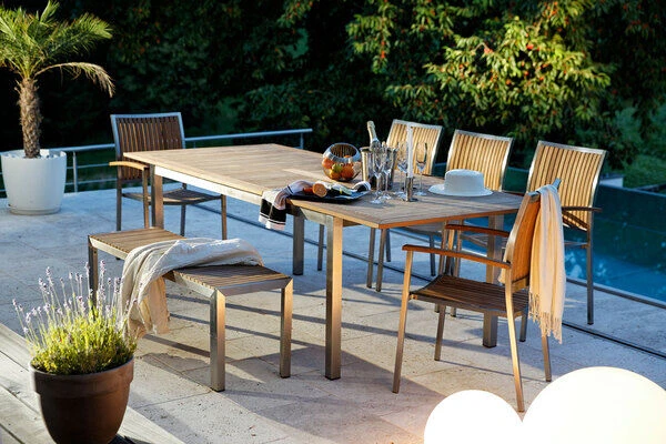 Ausziehtisch Roma Aus Edelstahl/Teak Von Diamond Garden, Ca. 180/240x100 Cm 10 Ausziehtisch Roma Aus Edelstahl/Teak Von Diamond Garden, Ca. 180/240x100 Cm – Bild 8